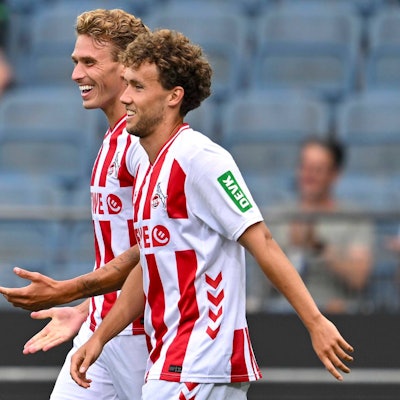 SOCCER - charity game, Koeln vs Leicester GRAZ,AUSTRIA,25.JUL.25 - SOCCER - 1. DFL, 1. Deutsche Bundesliga, Premier League, 1. FC Koeln vs Leicester City FC, charity game. Image shows the rejoicing of Koeln. PUBLICATIONxNOTxINxAUTxSUIxSWE GEPAxpictures/xAvnixRetkoceri