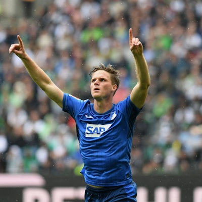 Marius Buelter TSG Hoffenheim Torjubel, jubelt nach seinem Treffer zum 2:2 waehrend des Spiels der 1. Bundesliga zwischen Borussia Mönchengladbach und TSG 1899 Hoffenheim, Stadion im Borussia-Park am 03. May 2025 in Mönchengladbach, Deutschland. Foto von Ralf Treese/DeFodi Images Marius Buelter TSG Hoffenheim celebrates after scoring his teams second goal during the Bundesliga match between Borussia Mönchengladbach and TSG 1899 Hoffenheim at Stadium in Borussia-Park on May 3, 2025 in Mönchengladbach, Germany. Photo by Ralf Treese/DeFodi Images DFL regulations prohibit any use of photographs as image sequences and/or quasi-video. Photo by Ralf Treese/DeFodi Images *** Marius Buelter TSG Hoffenheim celebrates after scoring his teams second goal during the Bundesliga match between Borussia Mönchengladbach and TSG 1899 Hoffenheim, Stadion im Borussia Park on May 03, 2025 in Mönchengladbach, Germany, Germany Photo by Ralf Treese DeFodi Images Marius Buelter TSG Hoffenheim celebrates after scoring his teams second goal during the Bundesliga match between Borussia Mönchengladbach and TSG 1899 Hoffenheim at Stadium in Borussia Park on May 3, 2025 in Mönchengladbach, Germany Photo by Ralf Treese DeFodi Images DFL regulations prohibit any use of photographs as image sequences and or quasi video Photo by Ralf Treese DeFodi Images