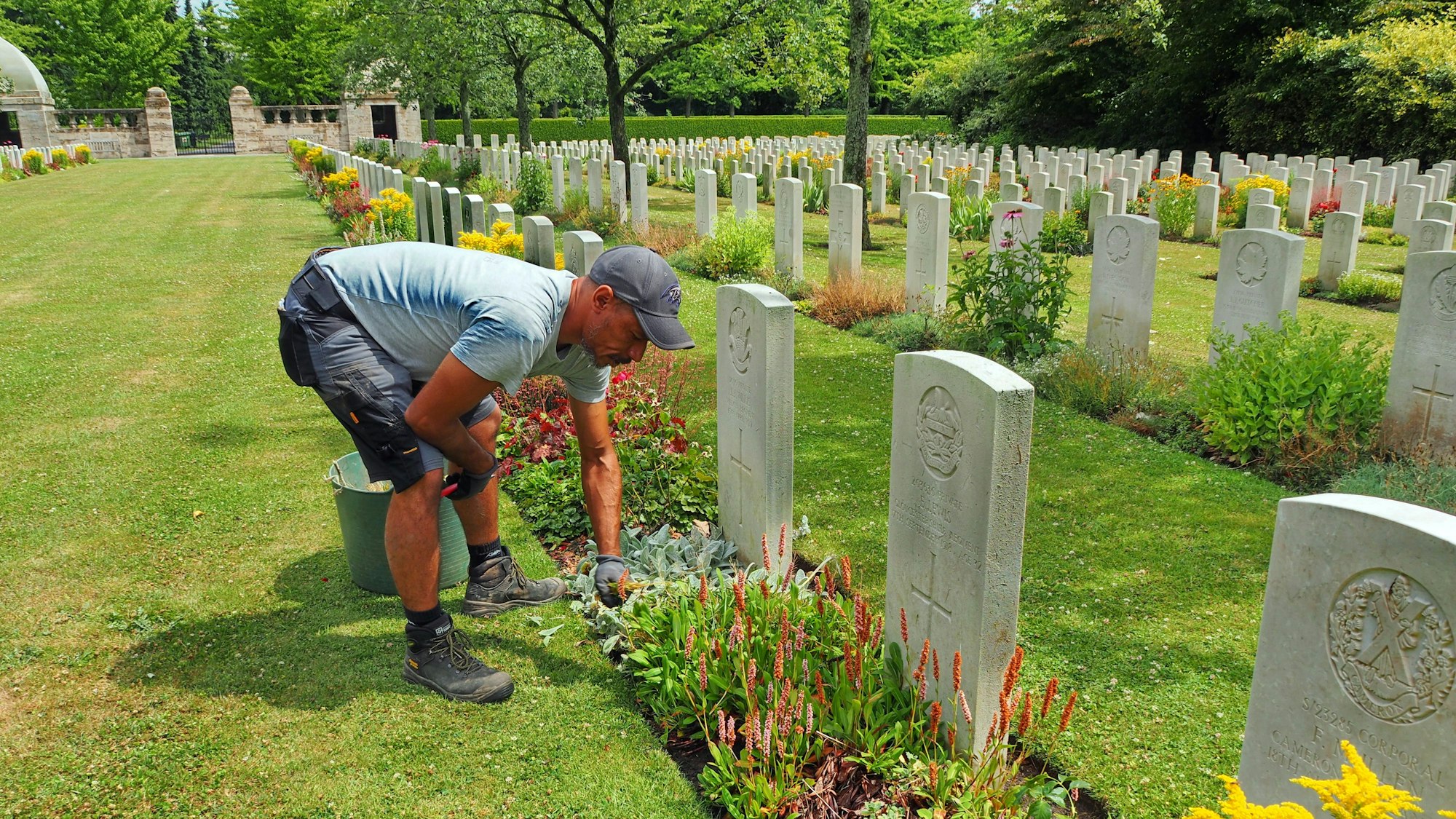 Unkrautjäten gehört zur täglichen Arbeit von Marcel Fekir.