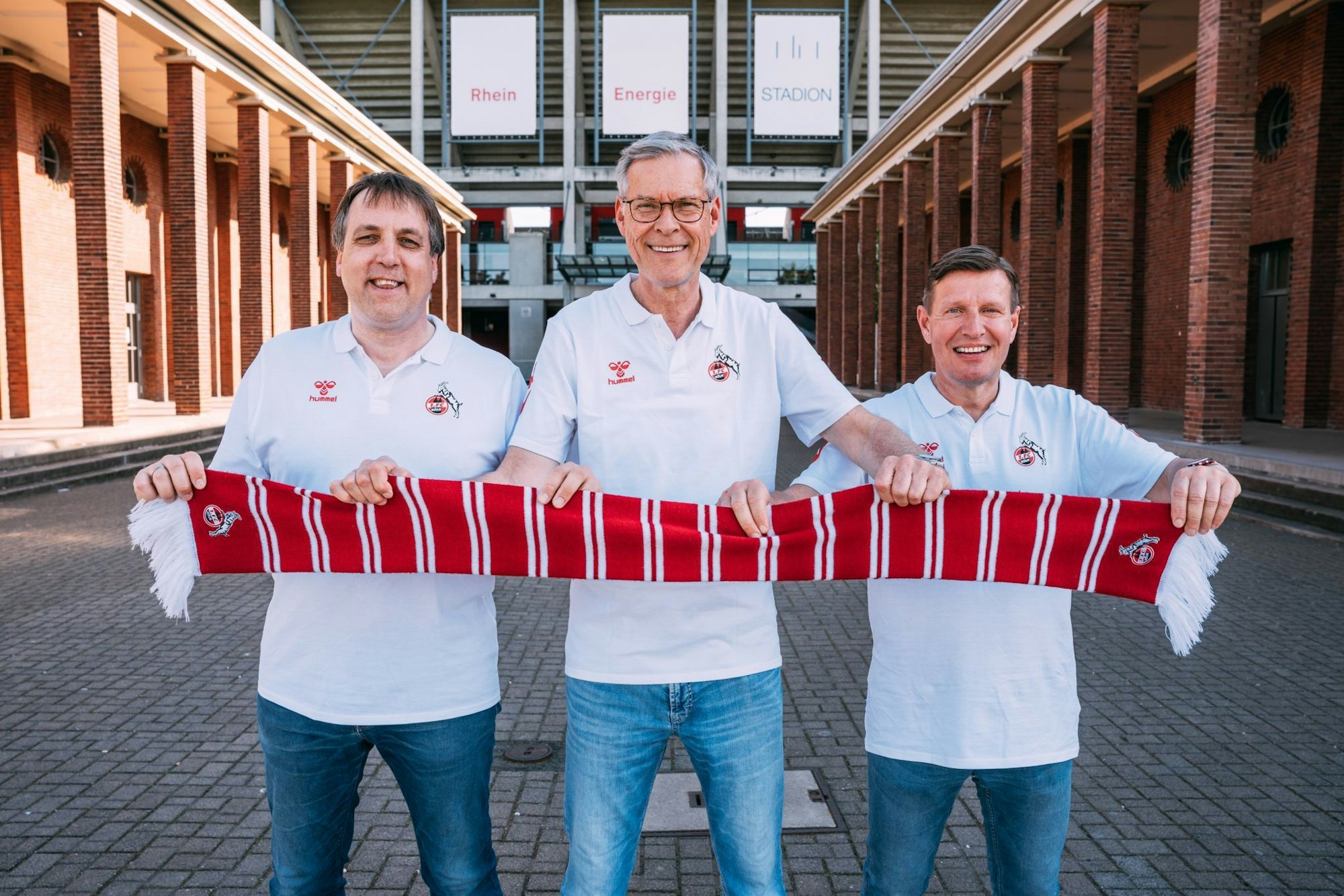 Thorsten Kieswetter (v.l.), Sven-Georg Adenauer und Martin Hollweck treten zur Vorstandswahl beim 1. FC Köln an.