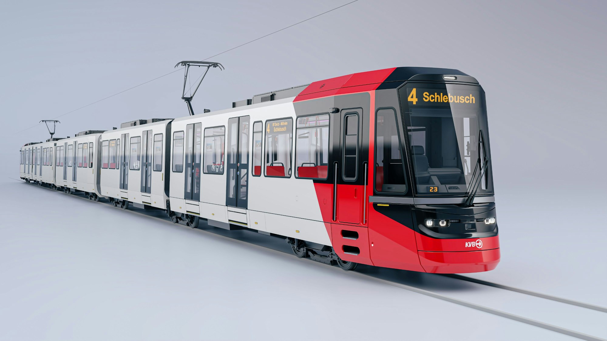 So sollen die neuen KVB-Stadtbahnen der Firma Stadler für das Hochflurnetz aussehen.