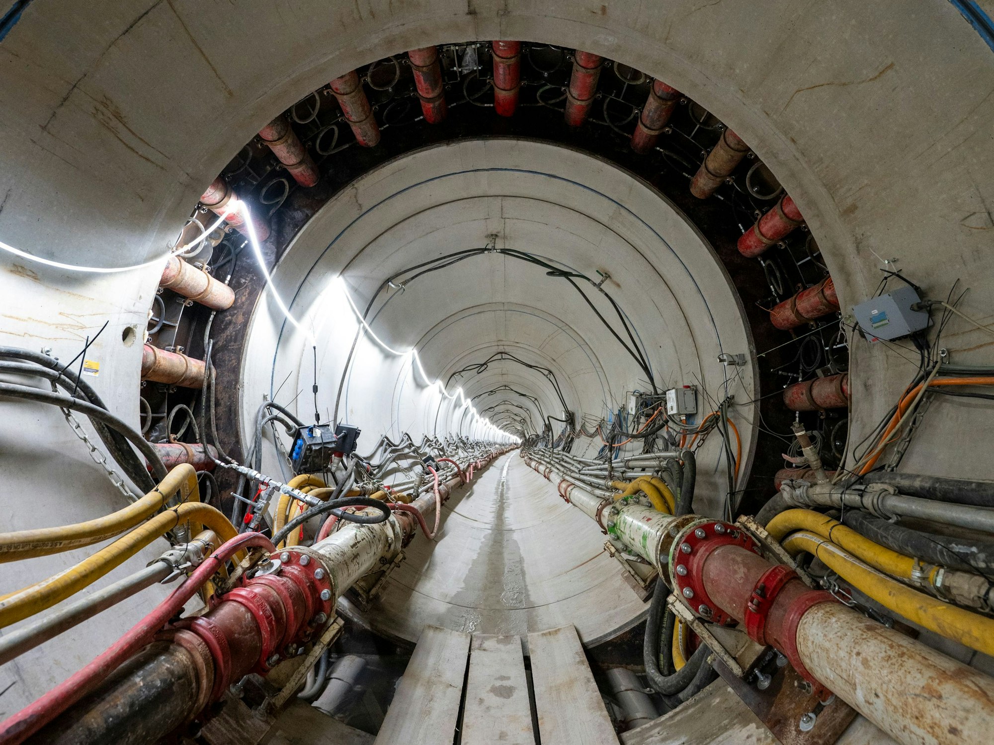 29.07.2025, Köln: Durch den neuen Tunnel unter dem Rhein soll künftig Abwasser fließen. Die Stadtentwässerungsbetriebe bauen einen neuen Rheindüker zwischen Stammheim und Niehl. Foto: Uwe Weiser