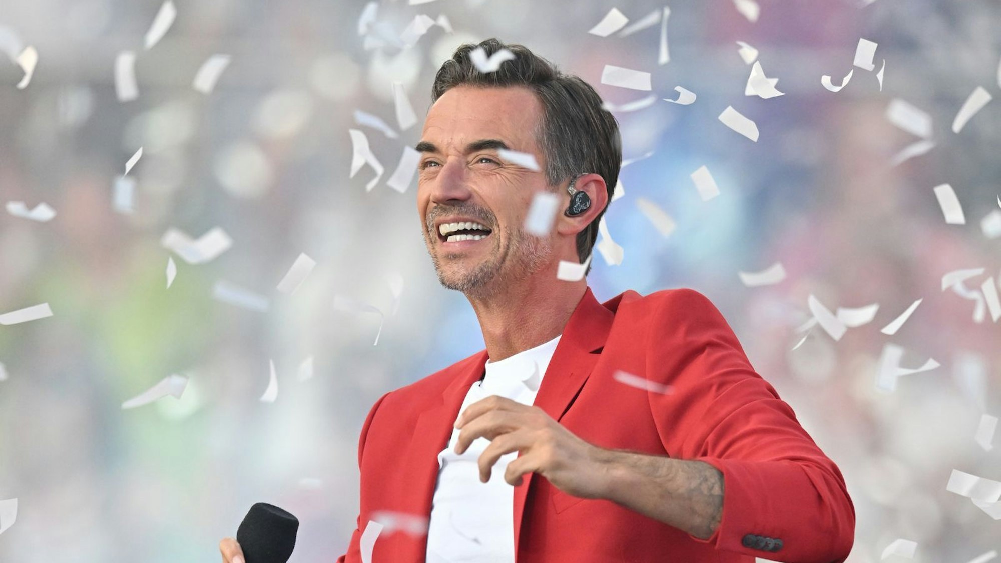 Florian Silbereisen beim „Schlagerboom Open Air 2025“ in Kitzbühel: „Ganz wichtig, dass es diese Sendungen gibt.“ (Bild: 2025 Getty Images/Kerstin Joensson)