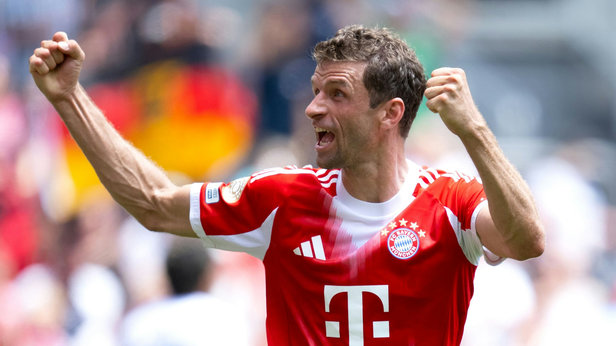 das Bild zeigt den Ex-Nationalspieler Thomas Müller im Trikot des FC Bayern München. Foto: Sven Hoppe/dpa