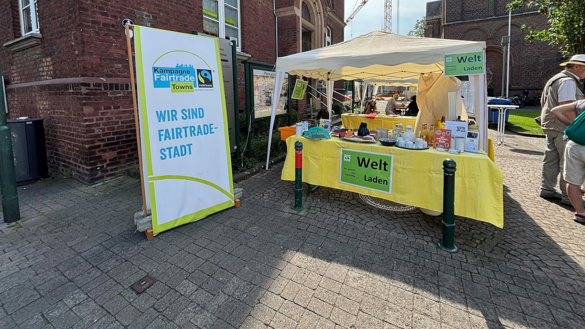 Ein Stand der Fair Trade Town Kampagne.