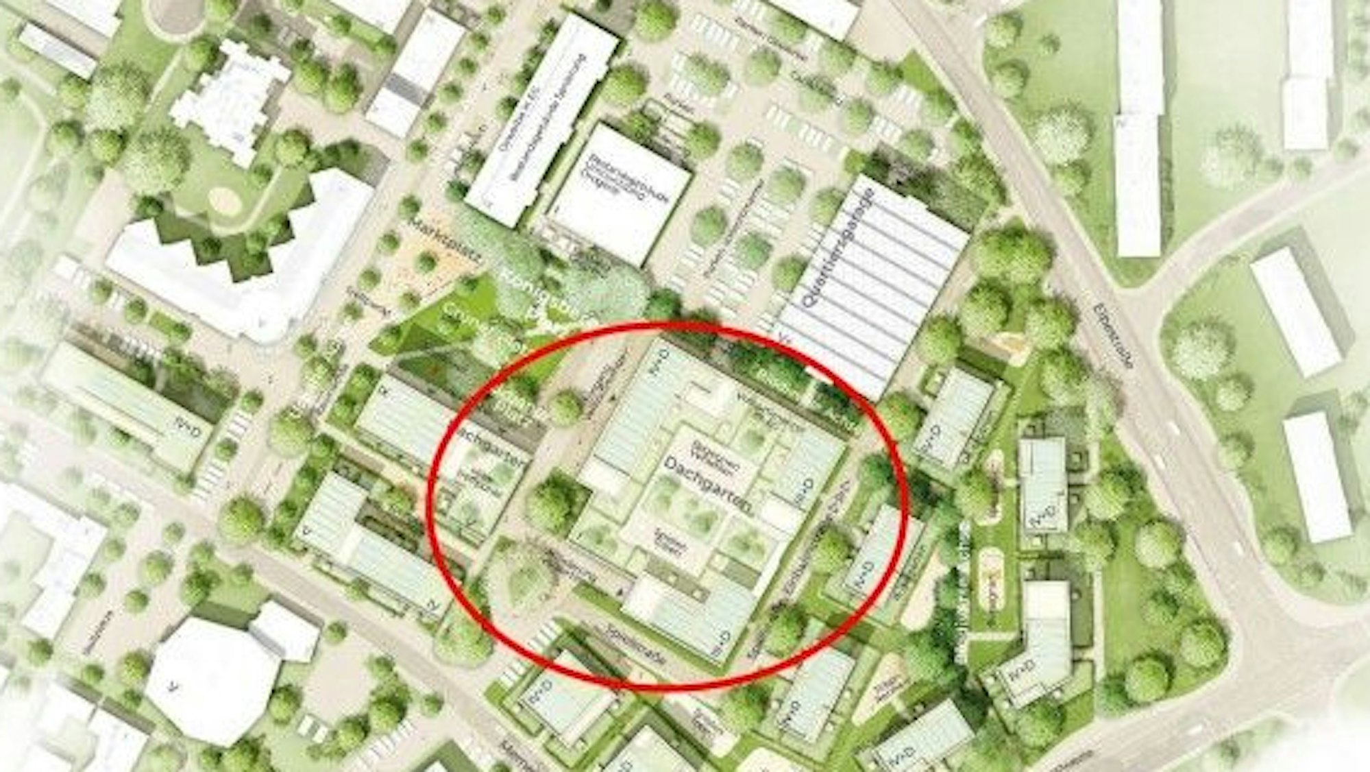 Skizze des künftigen Königsberger Platzes mit dem Edeka-Standort