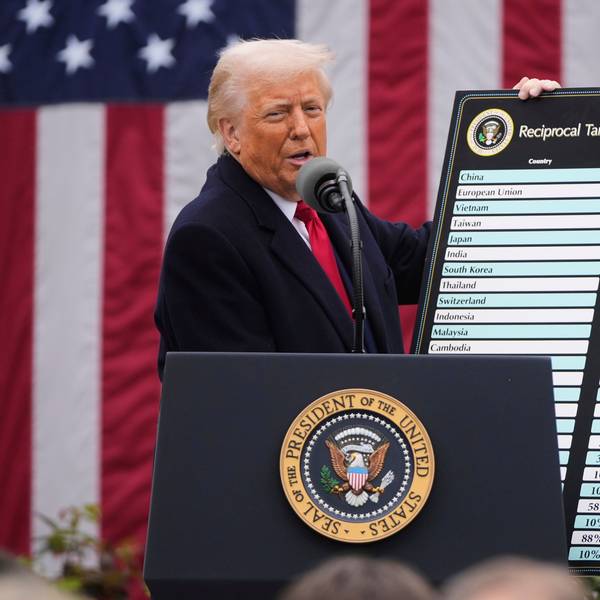 US-Präsident Donald Trump spricht während einer Veranstaltung zur Ankündigung neuer Zölle im Rosengarten des Weißen Hauses.