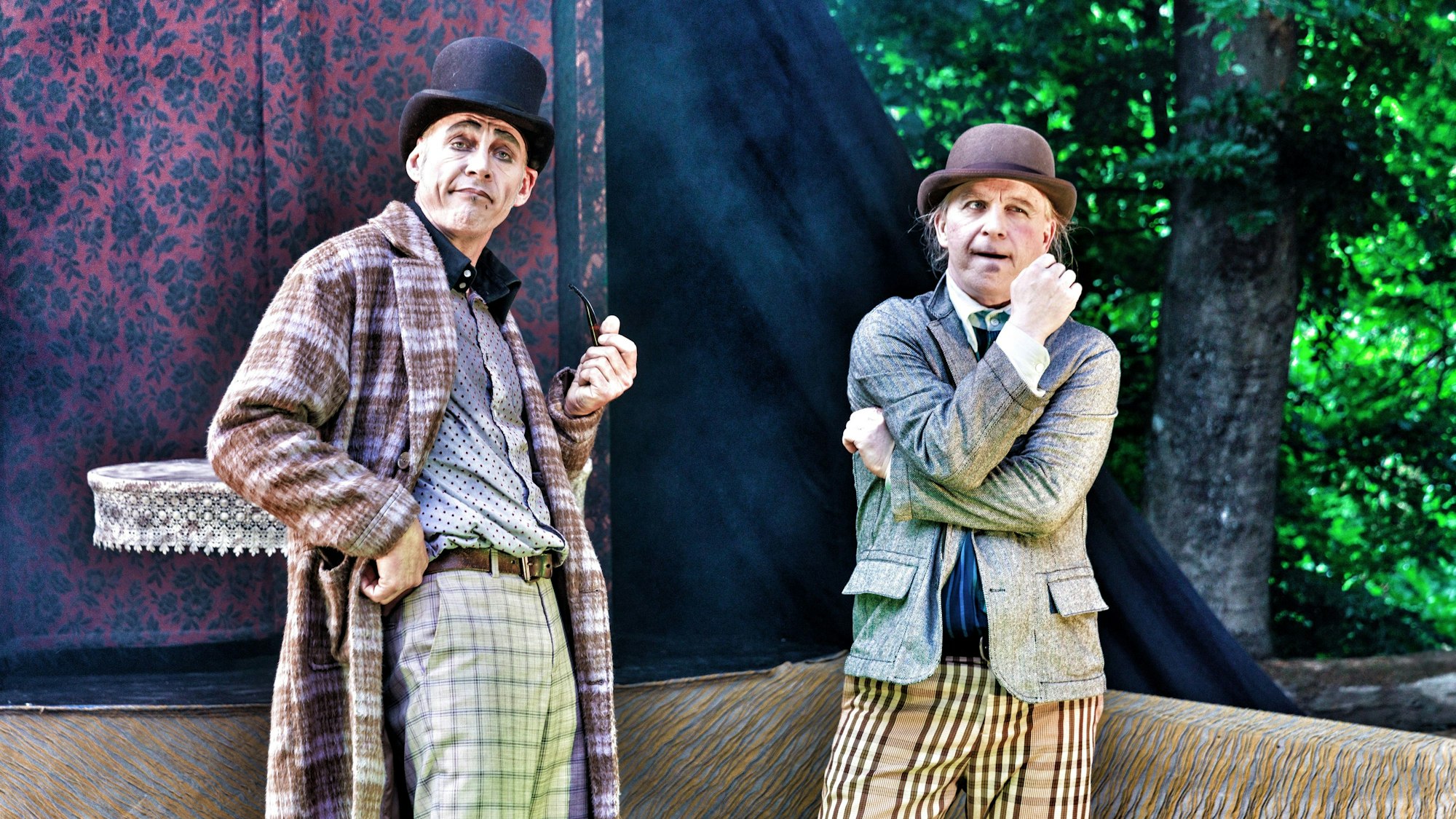 Michl Thorbecke und Peter S. Herff als „Holmes & Watson“ in einer Inszenierung des Kölner NN Theaters