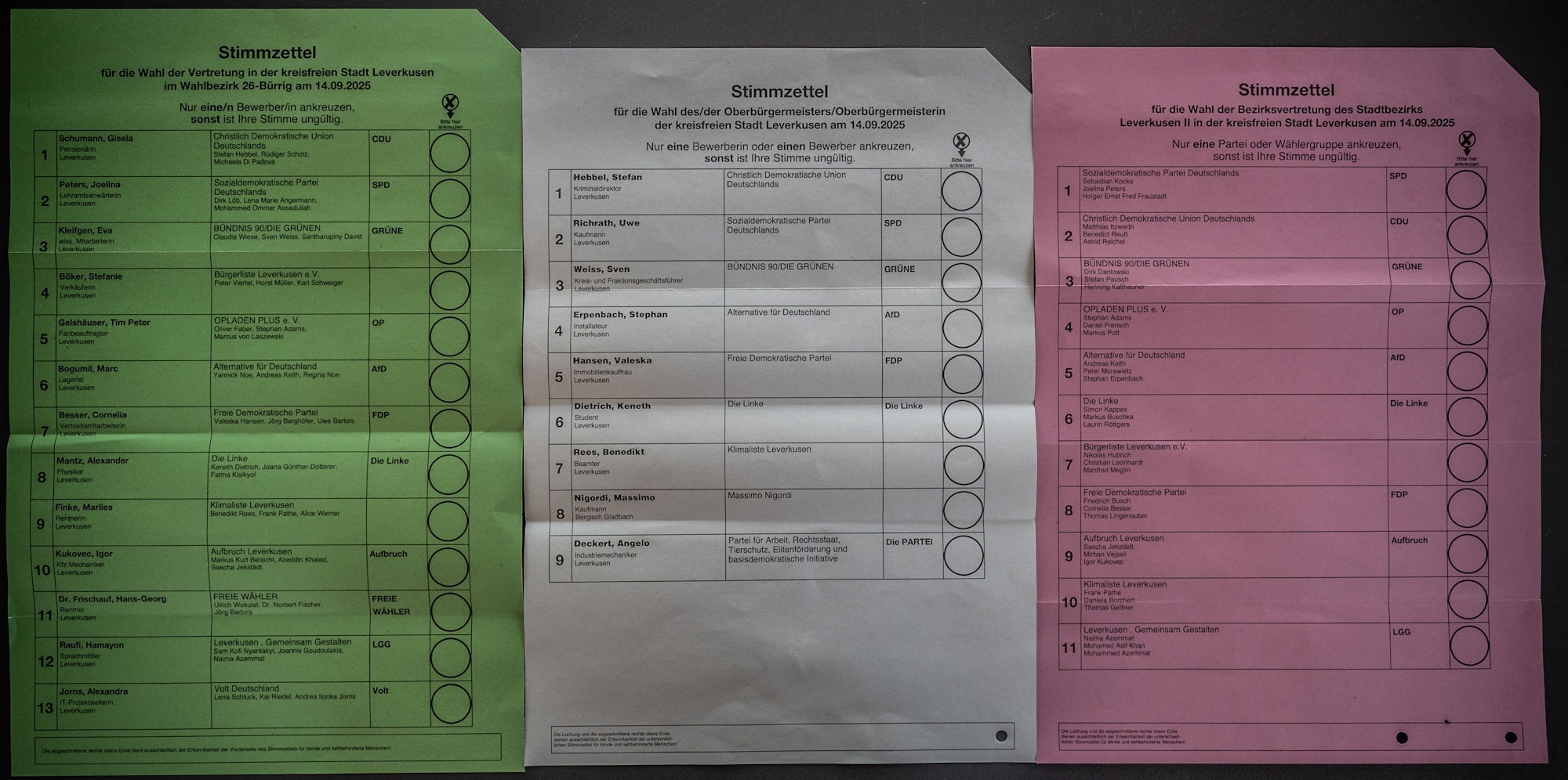 Stimmzettel zur Kommunalwahl. Das Briefwahlbüro zur Kommunalwahl und zur Wahl des Intergrationsrats ist seit dem 11. august geöffnet. Bild: Ralf Krieger