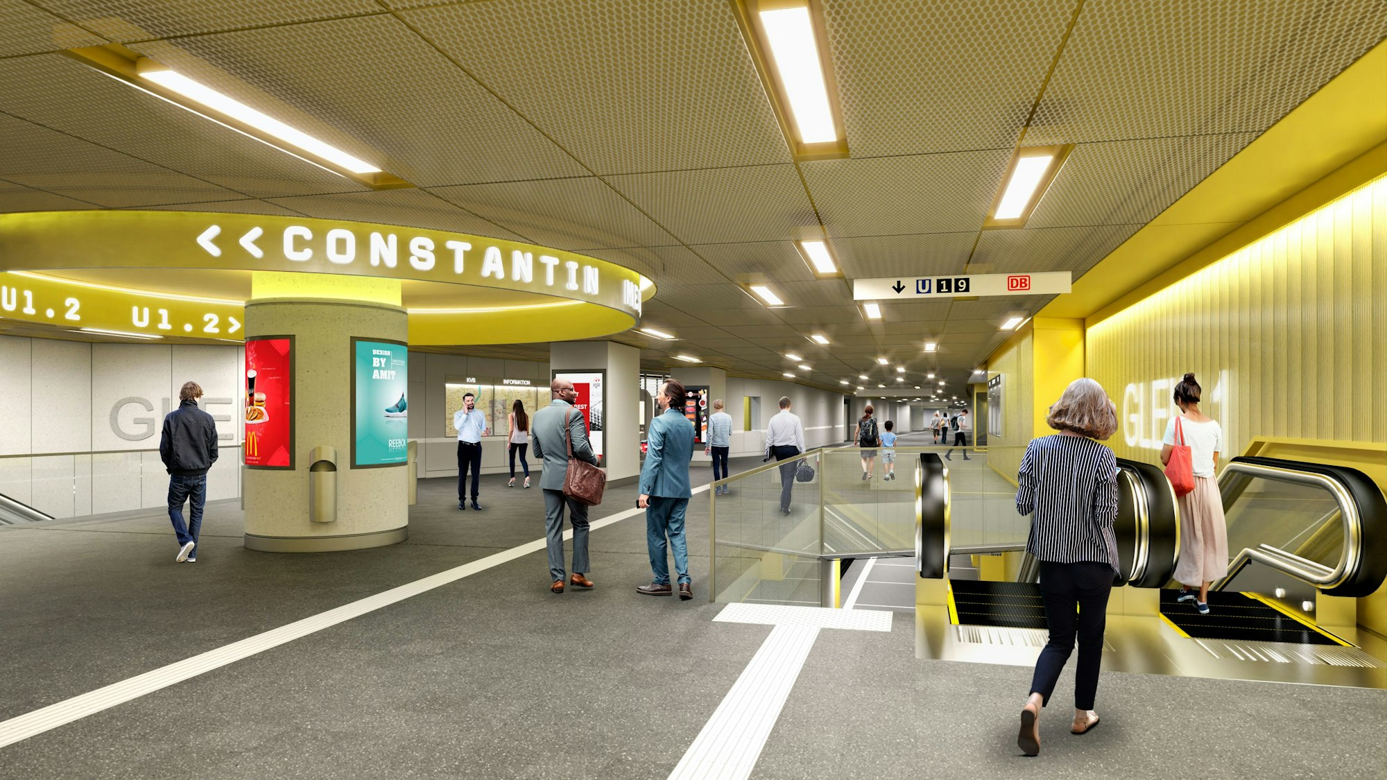 So soll die KVB-Haltestelle Bahnhof Deutz/Messe nach der Neugestaltung aussehen. Visualisierung: Flender Generalplaner