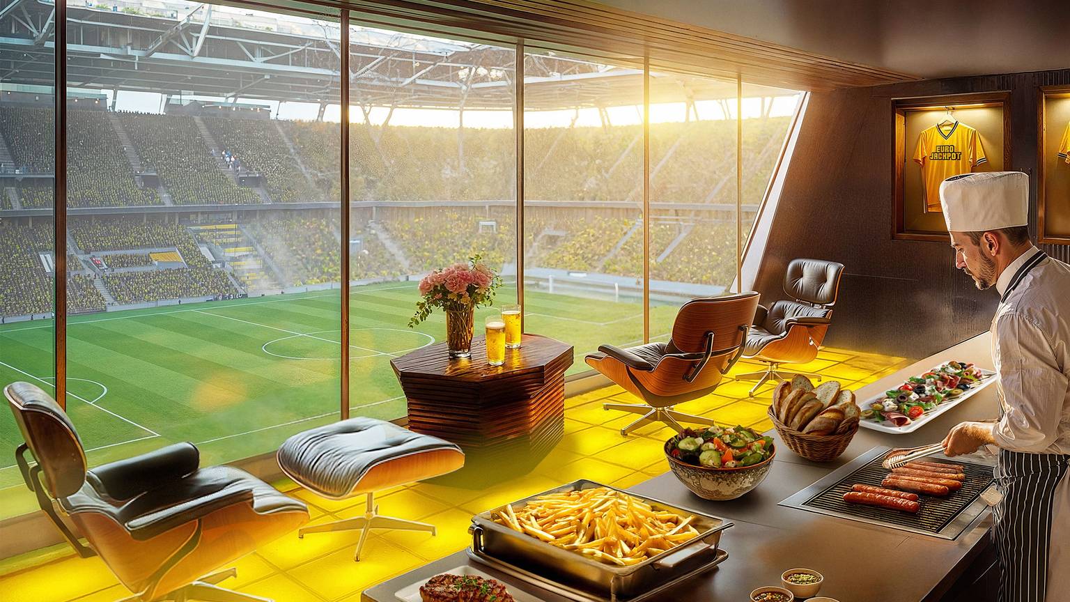 Vom Stehplatz bis zum VIP-Bereich: Fußball lässt sich auf viele Arten erleben. Wer jedoch eine der begehrten Logen ergattern will, braucht nicht nur Leidenschaft – sondern oft auch ein ordentliches Budget. Mit einem Gewinn bei der Lotterie Eurojackpot ließe sich die eigene Loge im Stadion sogar hochindividuell ausstatten.