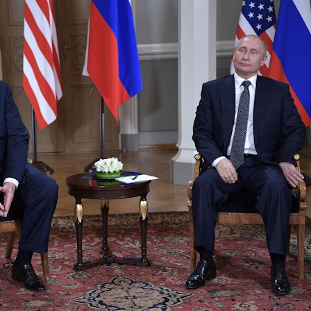 (FILES) US President Donald Trump meets with Russia's President Vladimir Putin in Helsinki, on July 16, 2018. US President Donald Trump and Russian counterpart Vladimir Putin could meet for a summit as early as next week, the Kremlin said on August 7, 2025. The meeting would be the first between a sitting US and Russian president since Joe Biden met Putin in Geneva in June 2021, and comes as Trump seeks to broker an end to Russia's military assault on Ukraine. (Photo by Alexey NIKOLSKY / Sputnik / AFP)