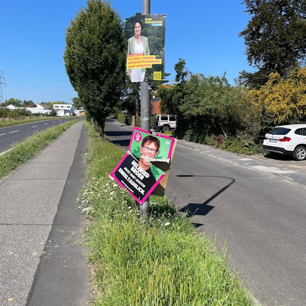 Mehr als 30 Wahlplakate der Grünen in Hangelar wurden zerstört, auch nachdem sie wieder ersetzt wurden.