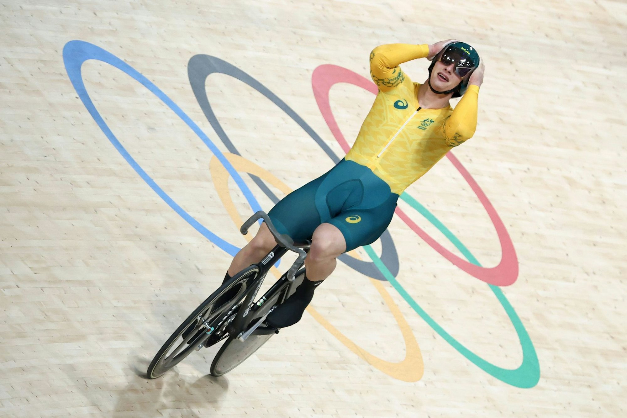 Matthew Richardson, hier noch im Outfit Australiens, durchbricht als erster Radsprinter eine Schallmauer.