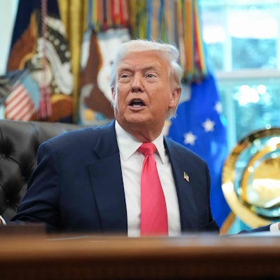 WASHINGTON, DC - AUGUST 14: U.S. President Donald Trump answers questions from reporters in the Oval Office on August 14, 2025 in Washington, DC. Trump signed a proclamation on the 90th anniversary of Social Security to highlight his administration's efforts on the program. Andrew Harnik/Getty Images/AFP (Photo by Andrew Harnik / GETTY IMAGES NORTH AMERICA / Getty Images via AFP)