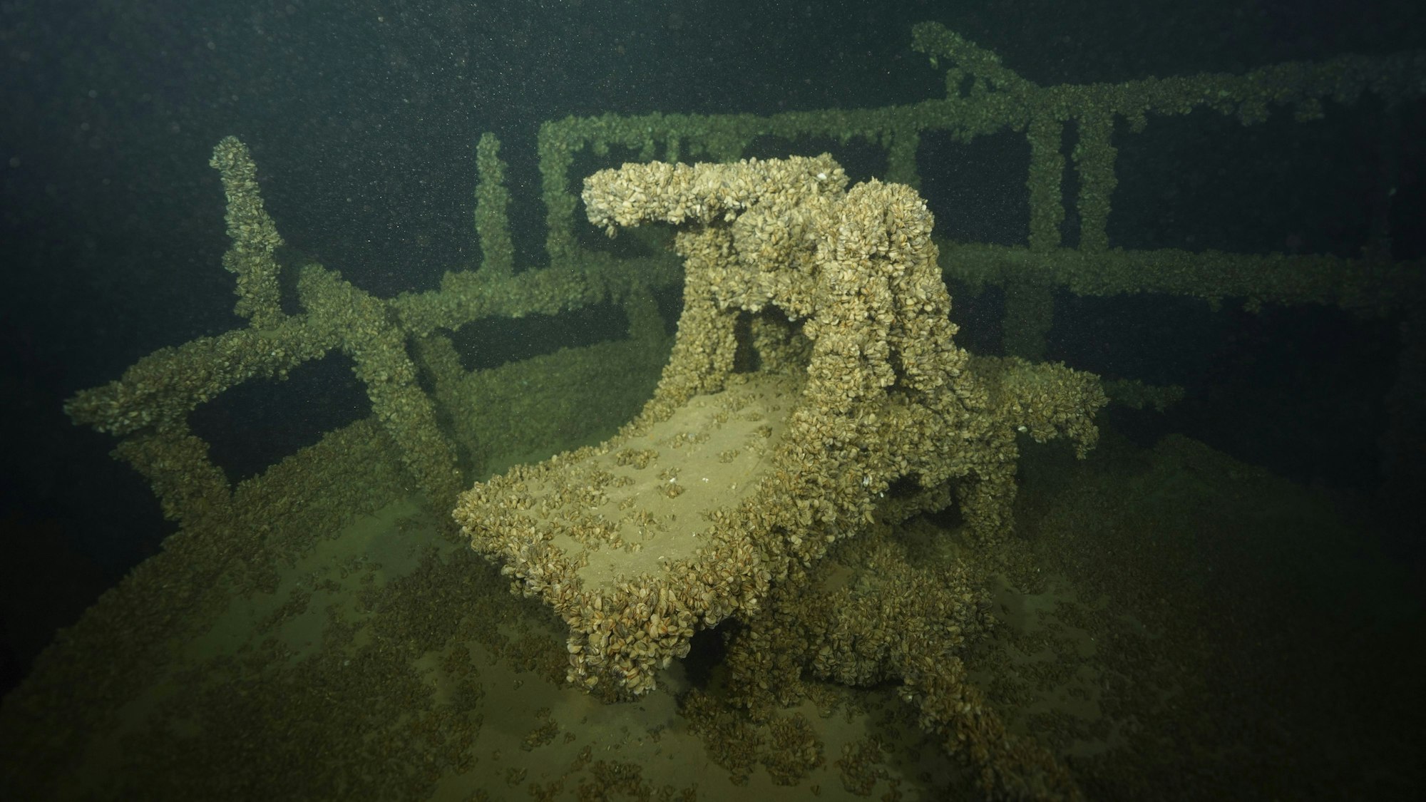 Ein alter Steuerstand eines Schiffswracks.