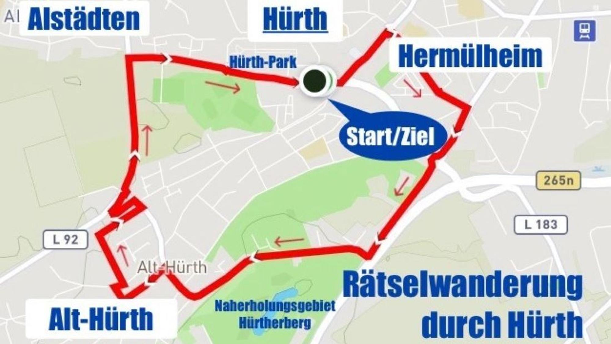 Zu sehen ist die Grafik einer Wanderroute.