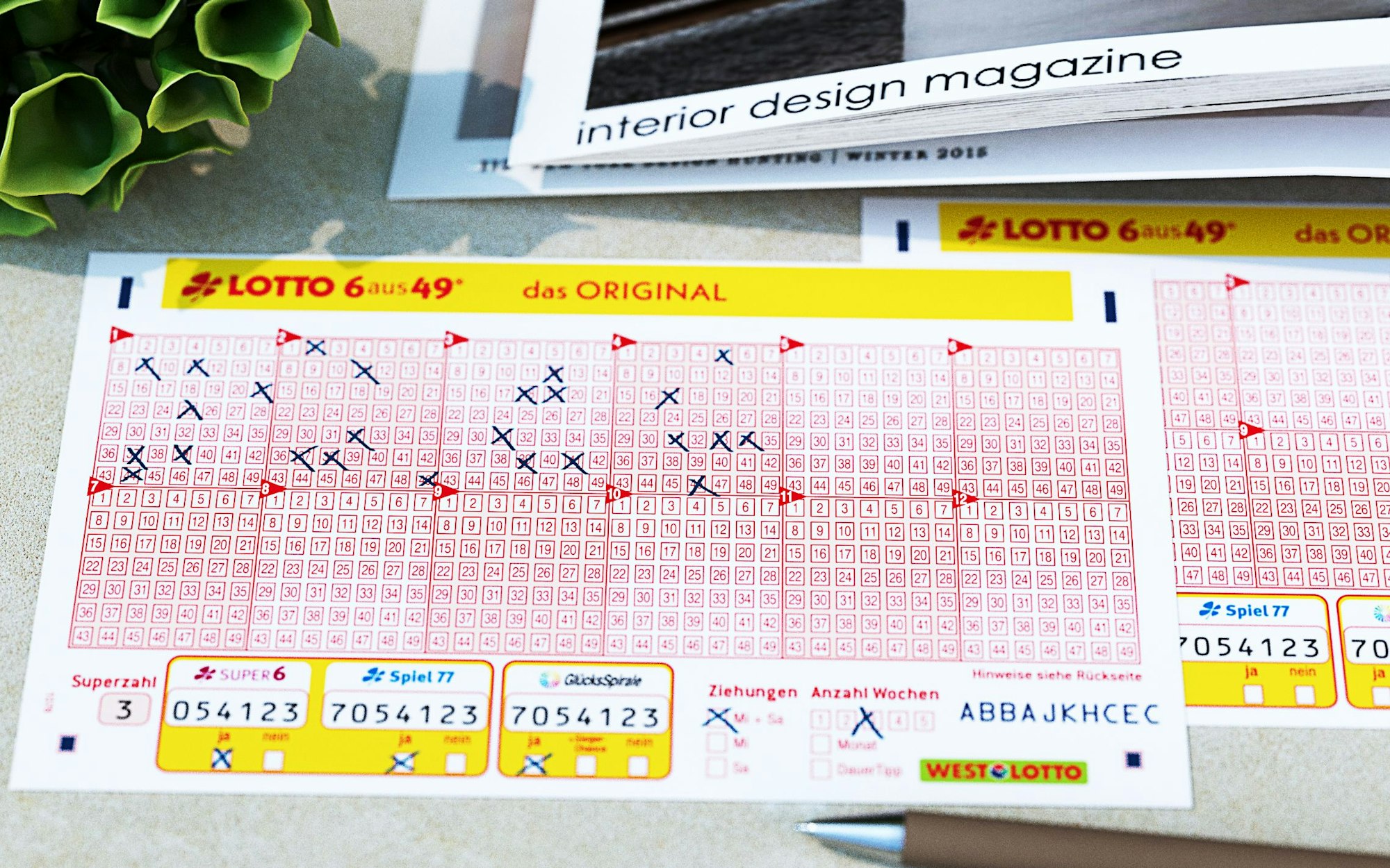 Lotto 6aus49 Spielschein.