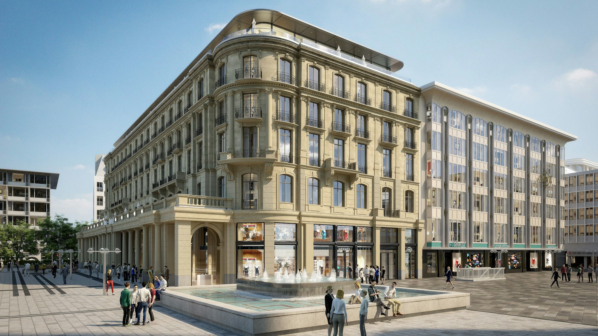 Diese Visualisierung zeigt das Dom-Hotel in Köln.