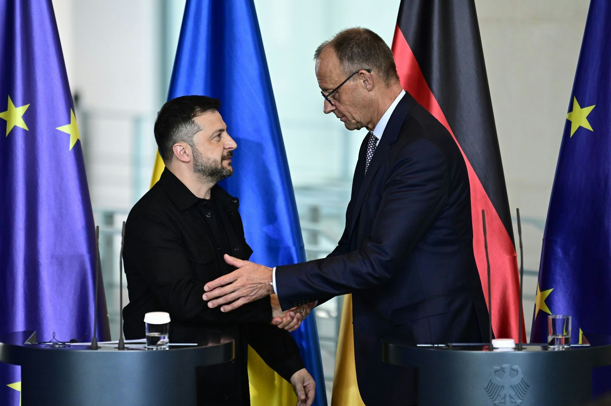 Auch Kanzler Merz reist mit Selenskyj nach Washington. (Archivbild)