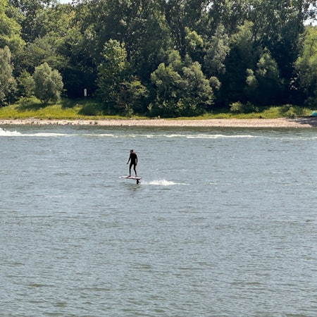 Mit dem E-Foil Surfboard auf dem Rhein