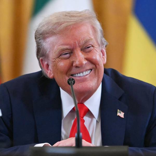 US-Präsident Donald Trump beim Gipfeltreffen mit europäischen Staatschefs im Weißen Haus. (Archivbild)
