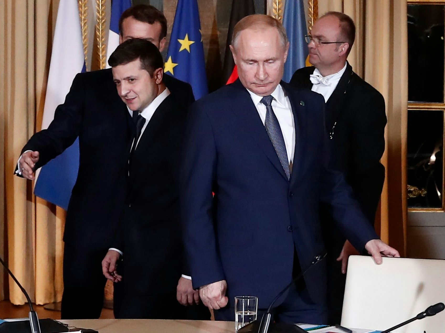 Da war Selenskyj noch hoffnungsvoll: 2019 bei einer Begegnung mit Putin in Paris. (Archivbild)