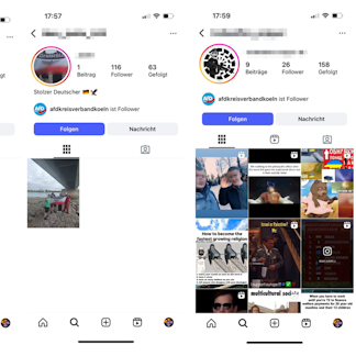 Die AfD Köln folgte auf Instagram mehreren Neonazi-Kanälen, darauf angesprochen, entfolgte sie einem Teil der Accounts: Aufnahmen vom 15. August 2025.
