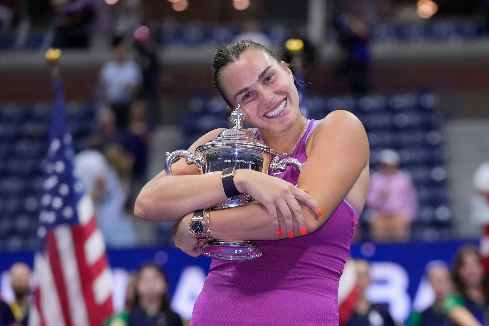 Aryna Sabalenka liebkoste 2024 die New York-Trophäe - in dieser Saison wartet sie noch auf einen Grand-Slam-Triumph.