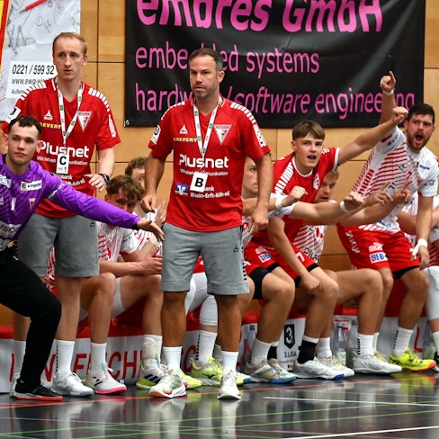 16.08.2025, DHB Pokal Handball-Longerich- Dormagen
TR: Christian Stark (Longerich)
TW: Lennard Kull (Longerich)
Foto: Uli Herhaus