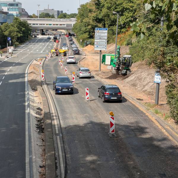 Die Baustelle auf dem Europaring in Wiesdorf