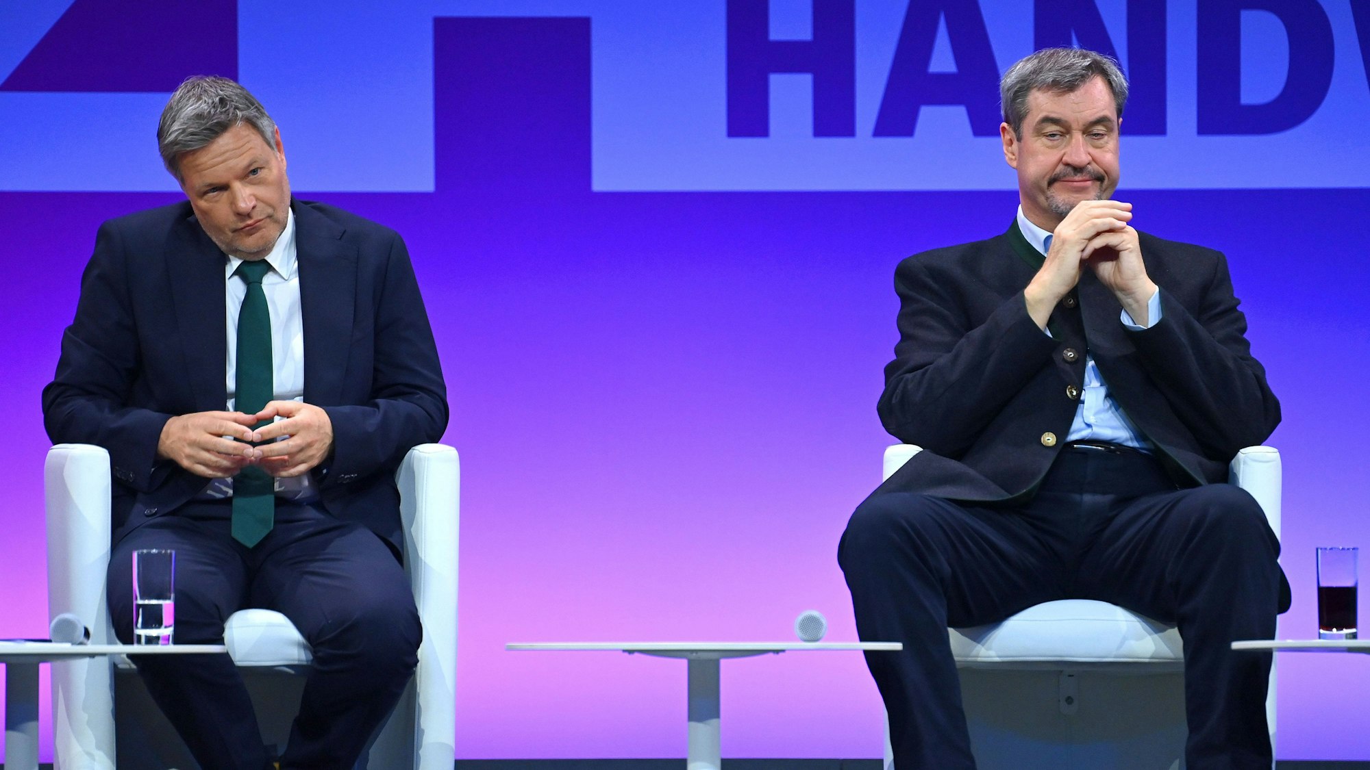 Sind sich nicht grün: Markus Söder und Robert Habeck bei einem TV-Auftritt.