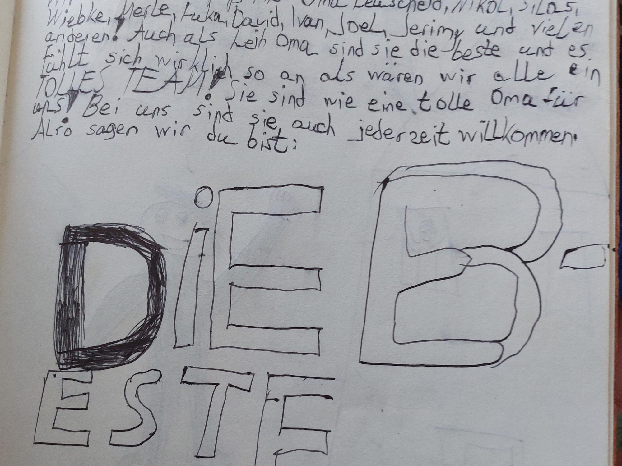 Liebevoller Eintrag im Gästebuch.