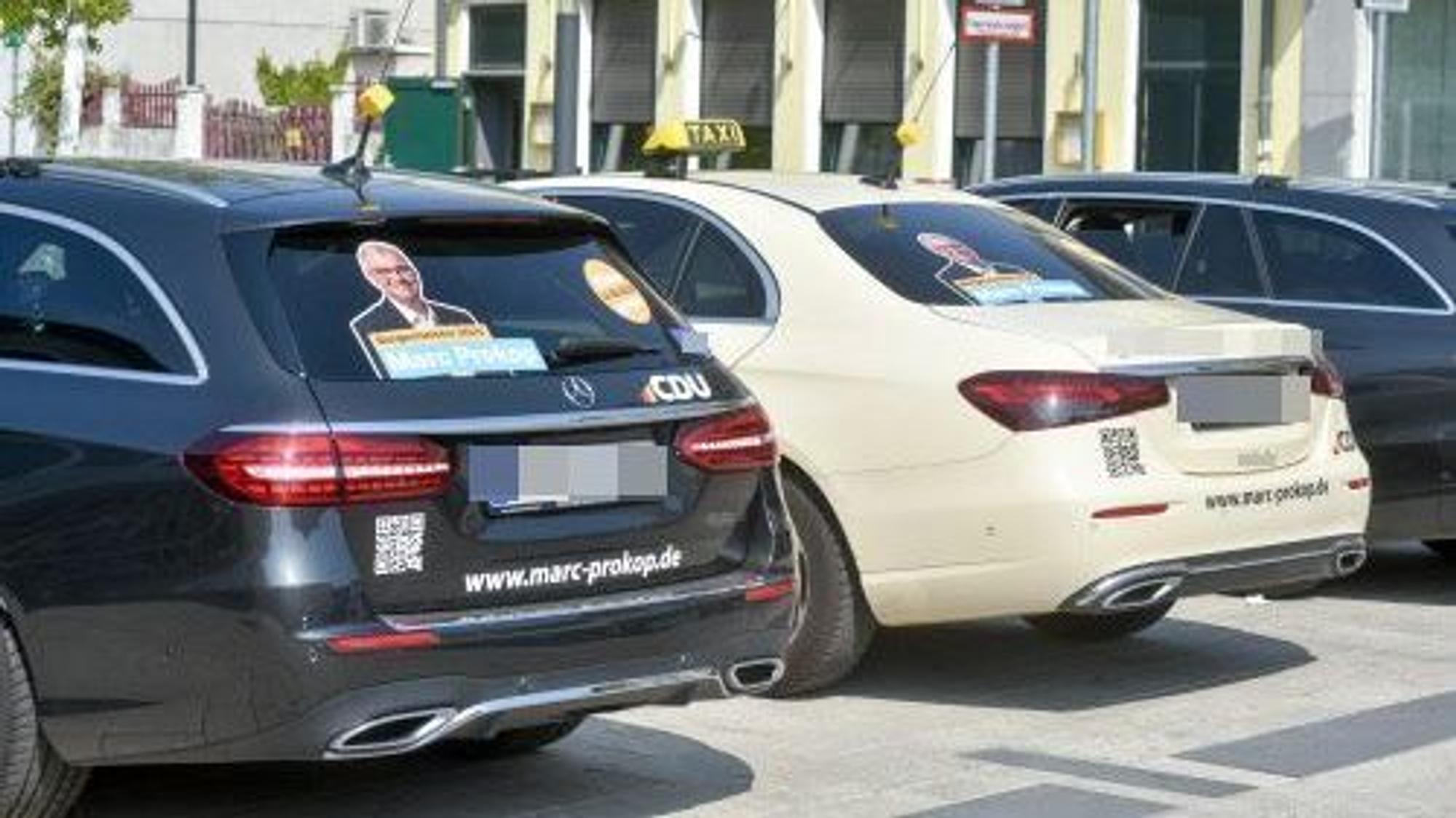 Die Wahlwerbung auf den Taxis musste Marc Prokop wieder entfernen lassen.