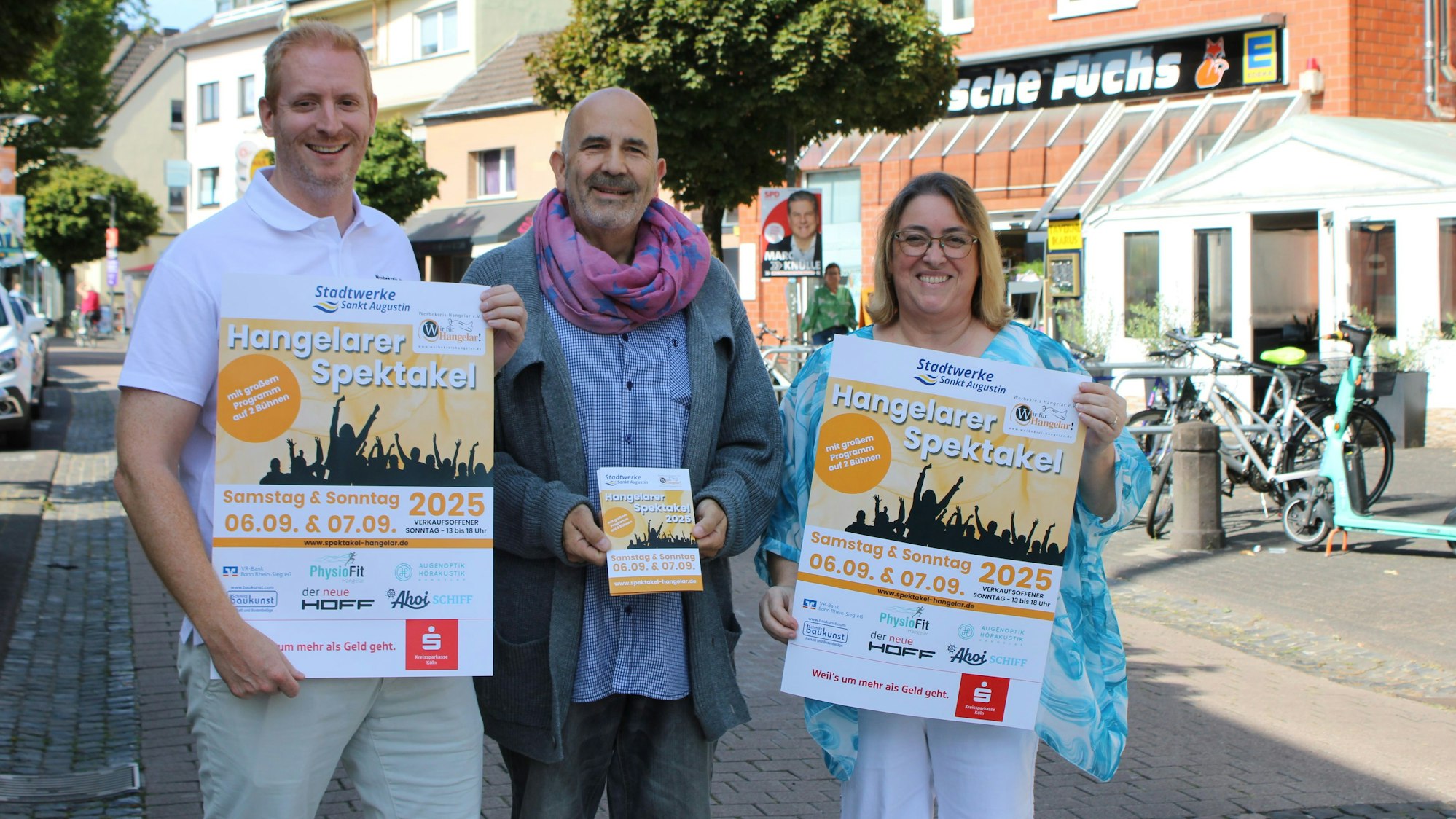 Pressekonferenz zum Hangelarer Spektakel 2025: Simon Müller, Stephan Kohn und Natascha Brecht-Kalus (v.l.n.r.)