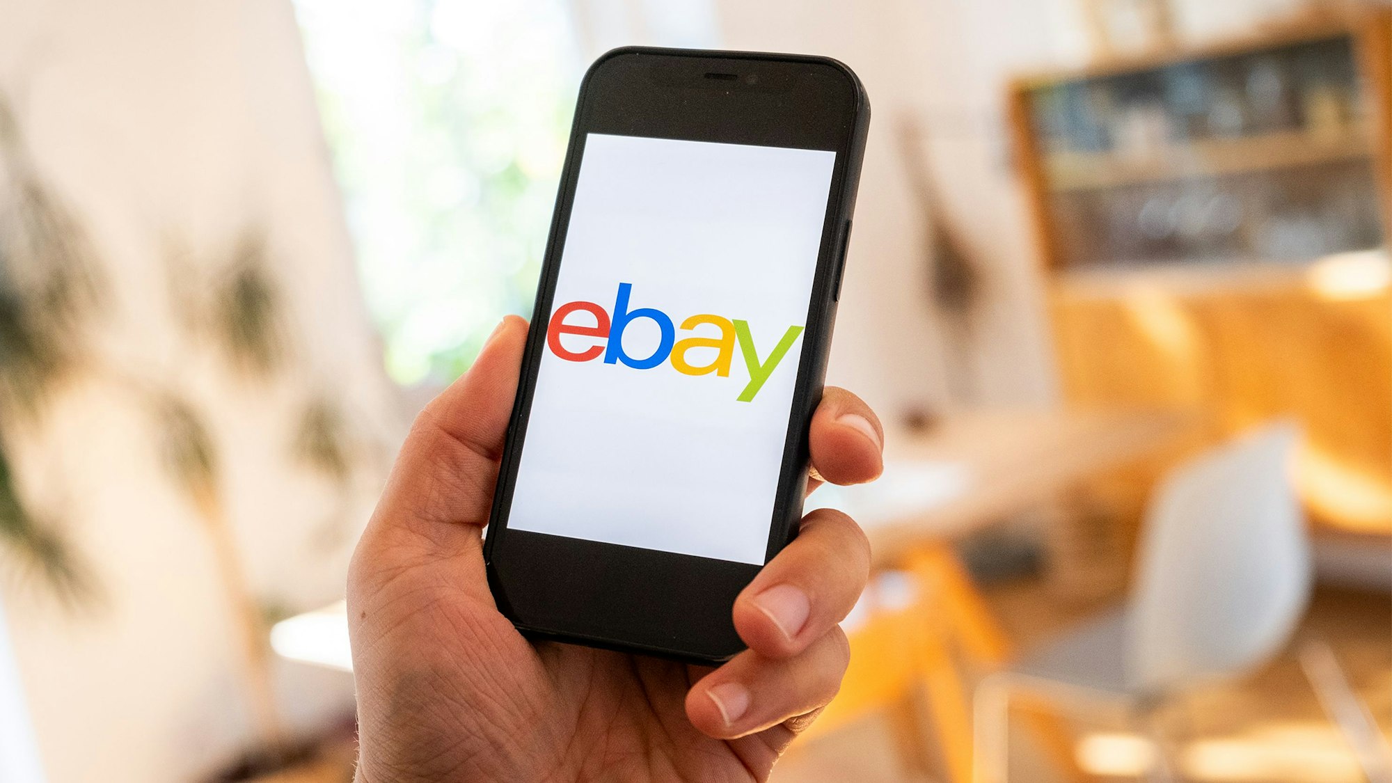 Das Ebay-Logo ist auf einem Smartphone zu sehen. (Symbolbild)