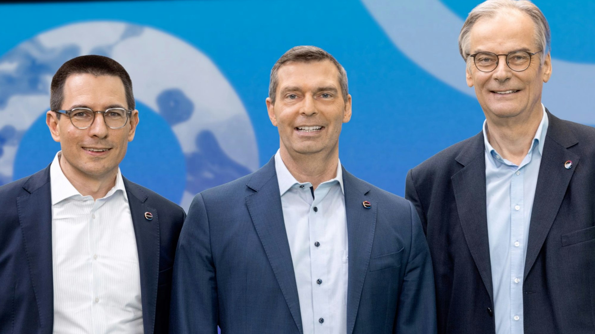 Covestros Finanzvorstand Christian Baier mit Vorstandschef Markus Steilemann und Aufsichtsratschef Richard Pott.