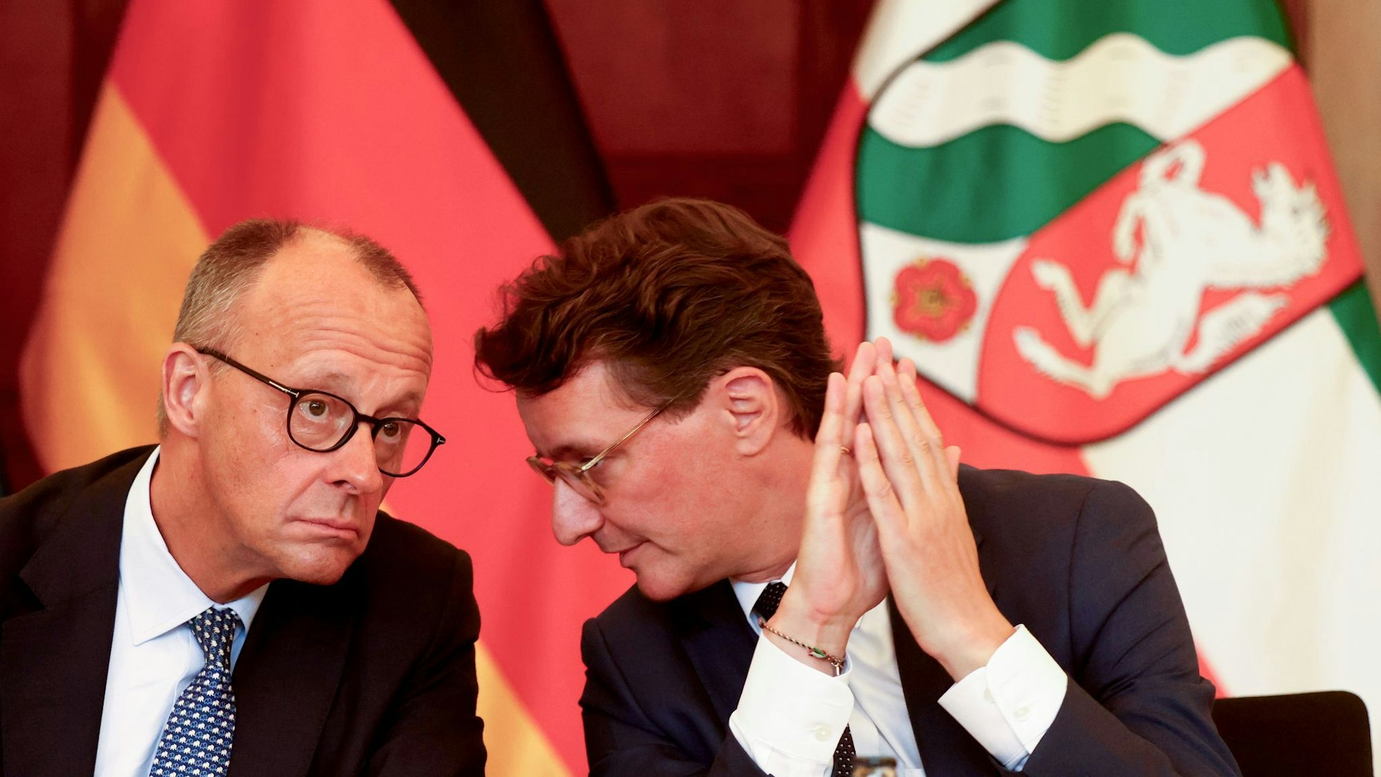 Bundeskanzler Merz bei seinem NRW-Antrittsbesuch in Münster.