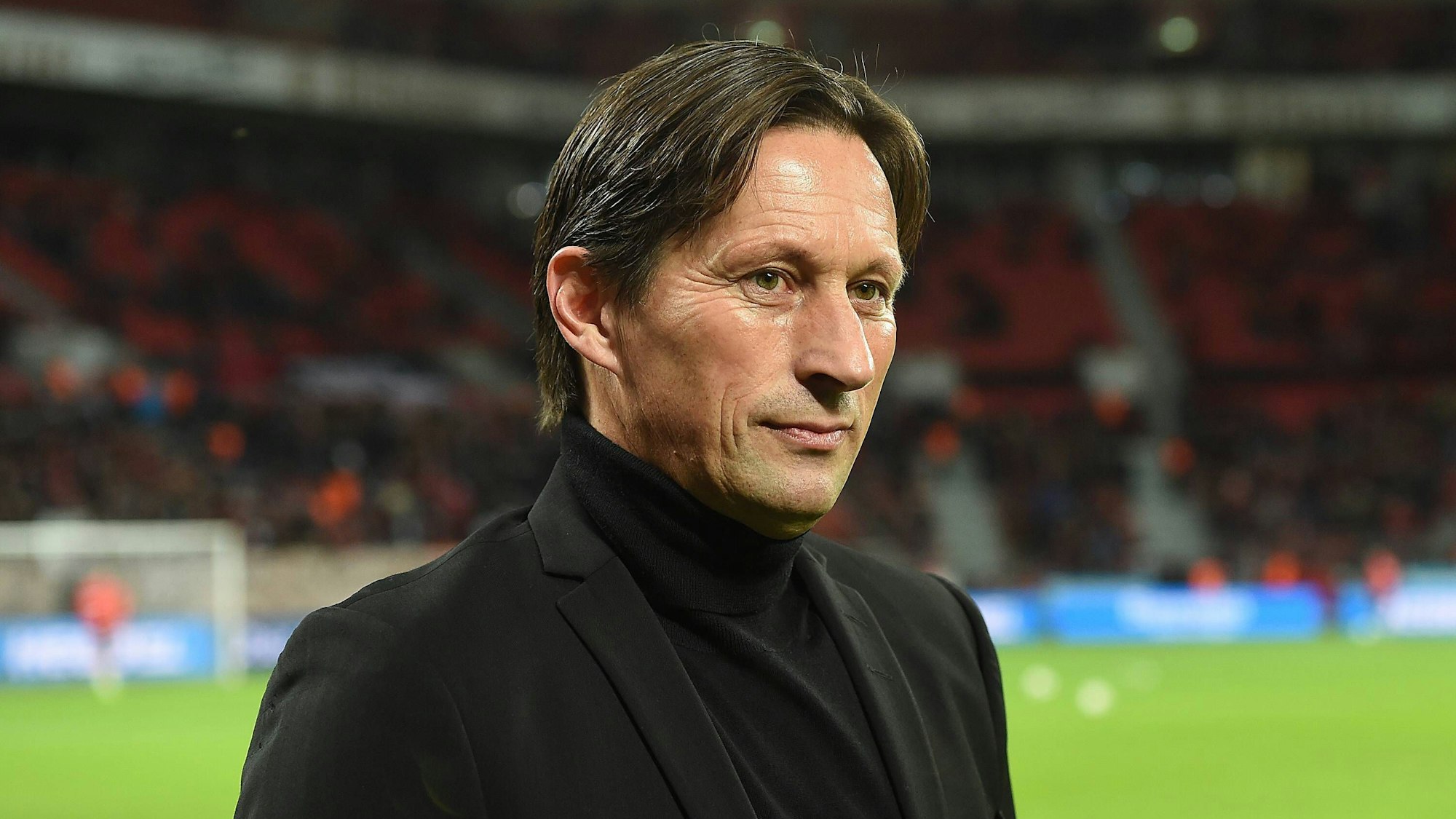Roger Schmidt bei einem Spiel von Bayer Leverkusen.