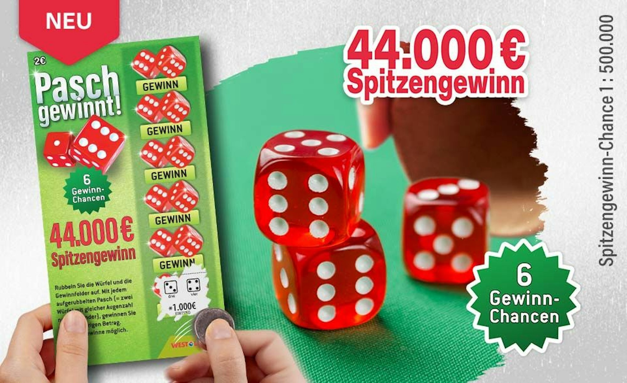 Neues WestLotto-Rubbellos: Pasch gewinnt!