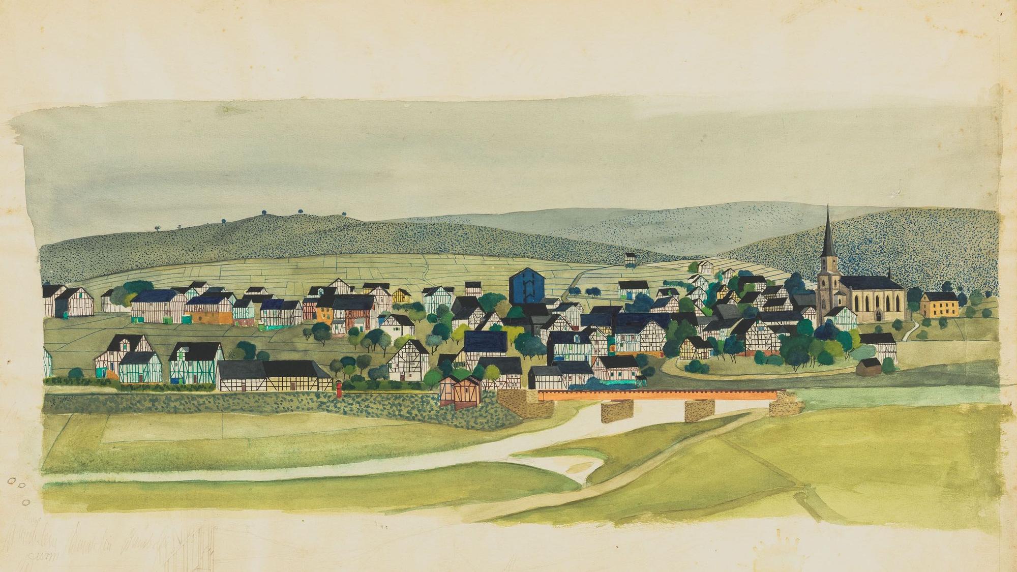 Bernd Bechers Mudersbach, ein Aquarell aus 1950er Jahren