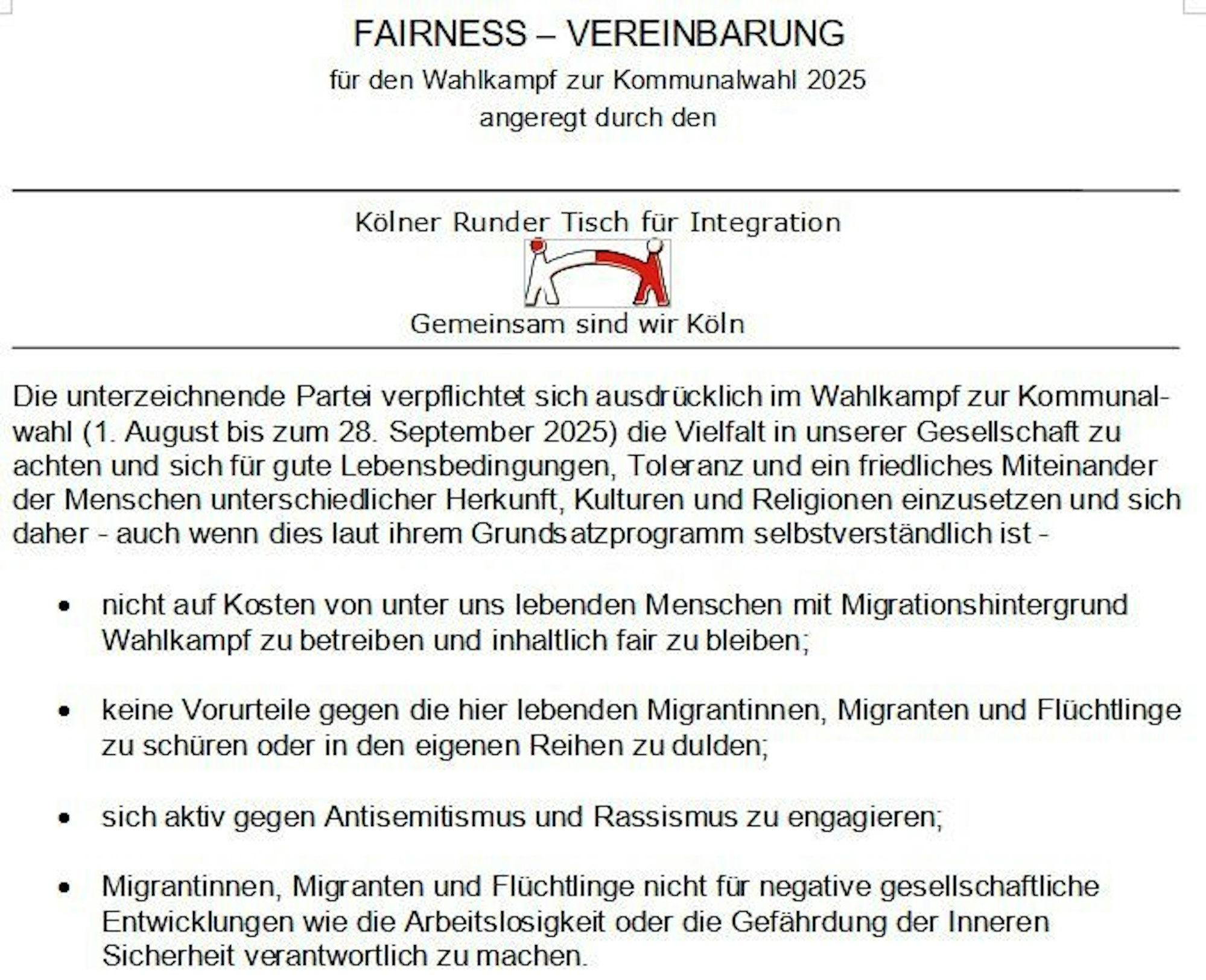 Die sogenannte Fairness-Vereinbarung von 1998 wurde vor dem laufenden Kommunalwahlkampf erneuert.