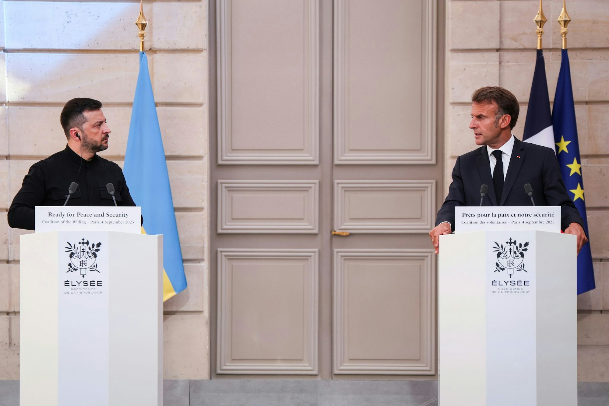 Frankreichs Präsident Macron und sein ukrainischer Kollege Selenskyj hielten eine Pressekonferenz ab.