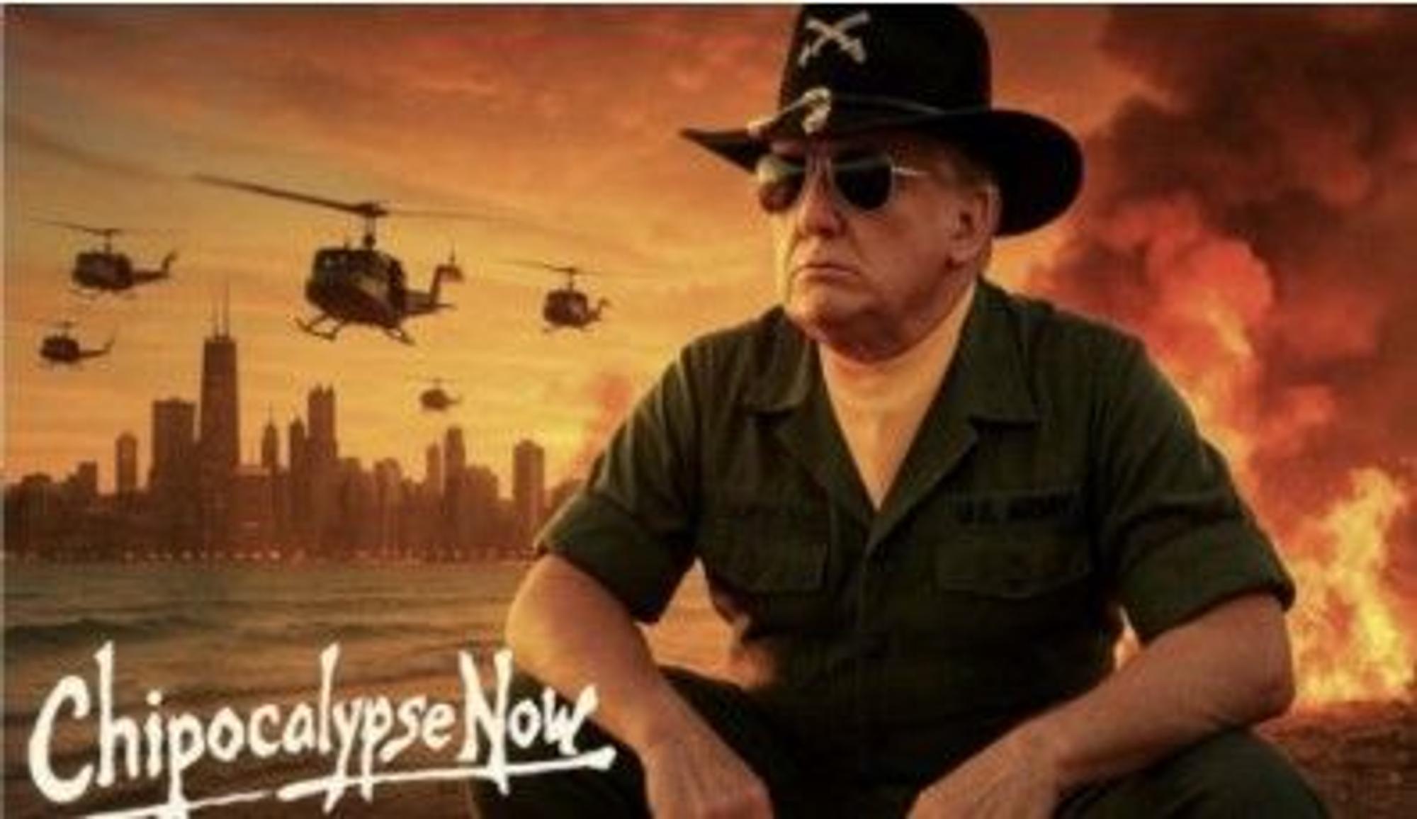 Donald Trump verbreitete eine mit Künstlicher Intelligenz erstellte Grafik, die die Skyline der demokratisch regierten Millionenstadt zeigt und in Gestaltung und Wortwahl an den Kriegsfilm „Apocalypse Now“ erinnert.