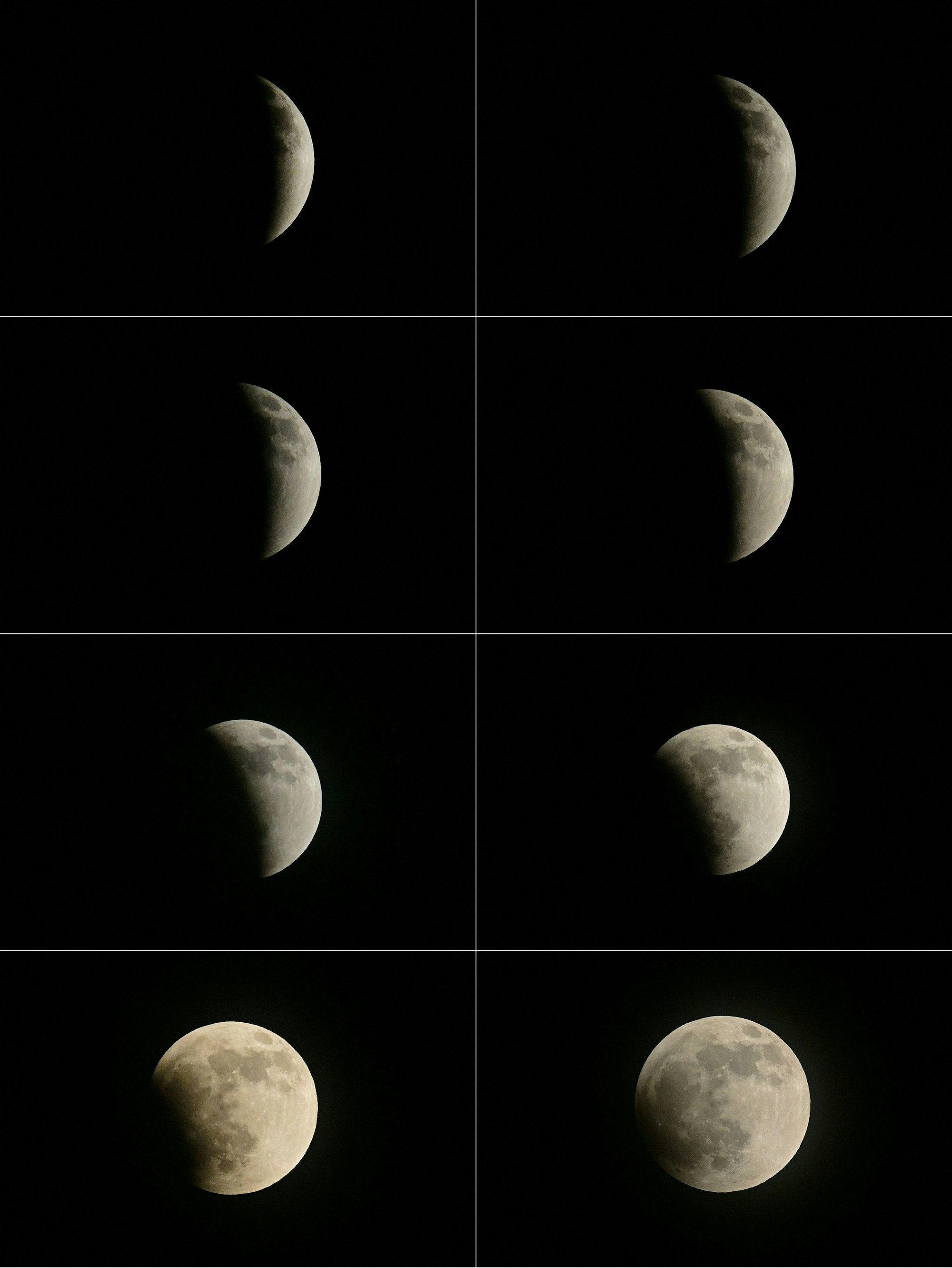 Eine Bildkombo zeigt die totale Mondfinsternis über Sri Lanka.