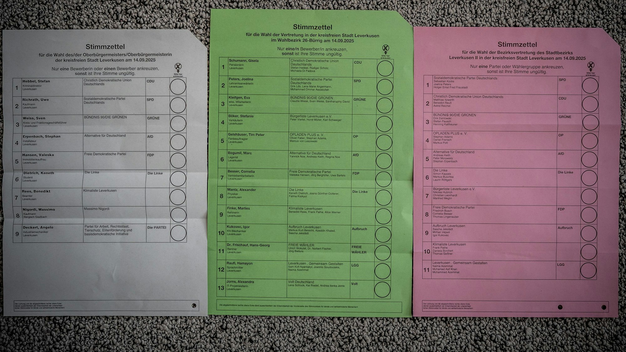 Stimmzettel zur Kommunalwahl