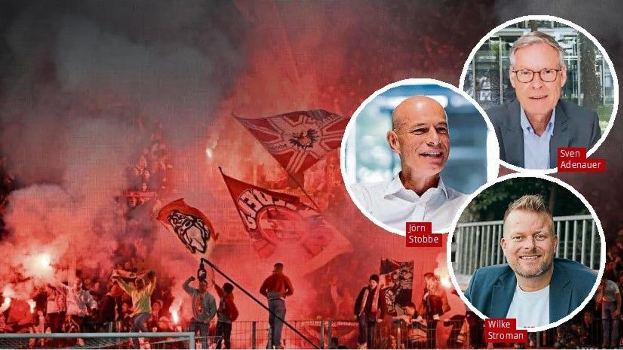 Die FC-Vorstandskandidaten Sven-Georg Adenauer, Jörn Stobbe und Wilke Stroman präsentieren im KStA-Kandidatencheck ihre Ansichten.