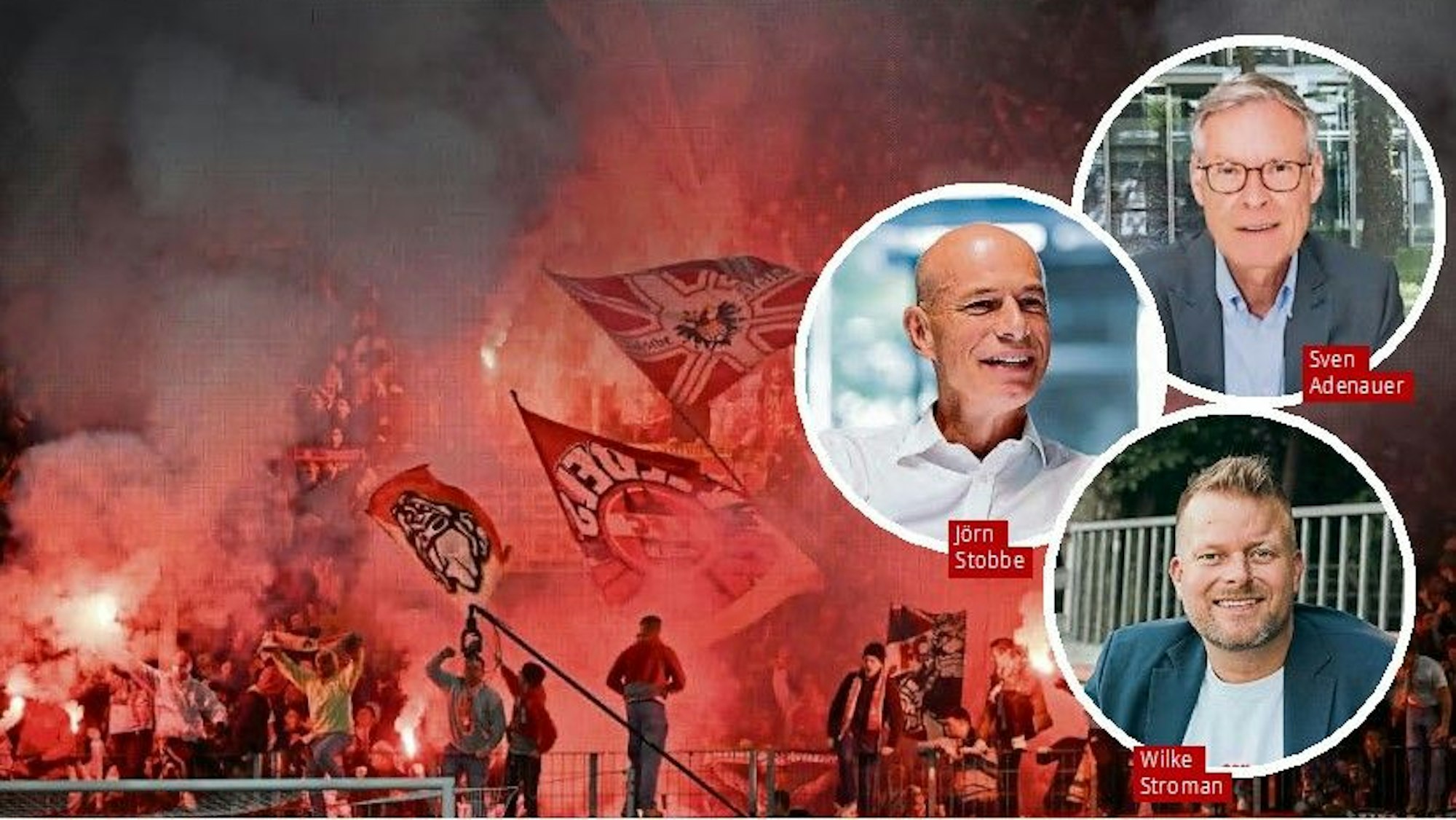Die FC-Vorstandskandidaten Sven-Georg Adenauer, Jörn Stobbe und Wilke Stroman präsentieren im KStA-Kandidatencheck ihre Ansichten.