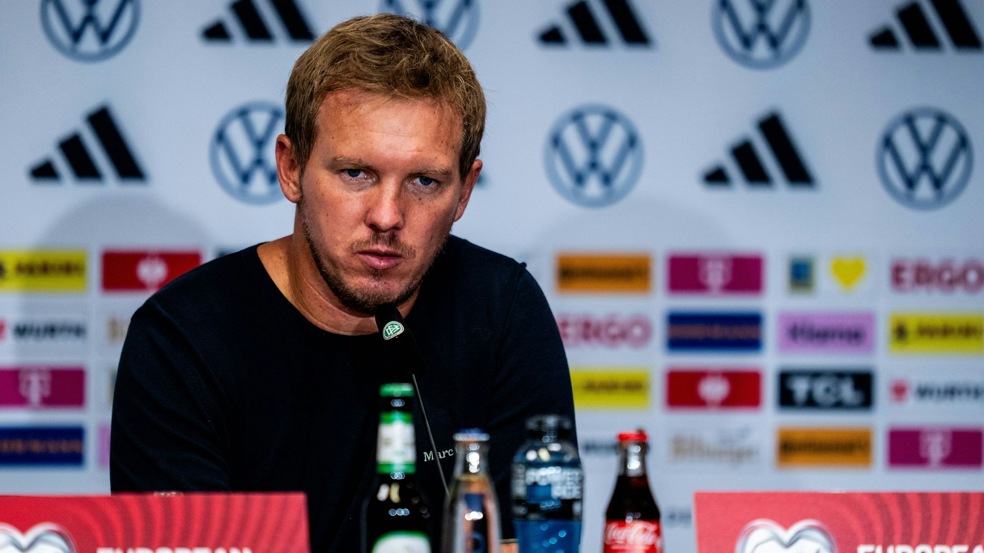 Julian Nagelsmann auf der Pressekonferenz im Kölner Stadion nach dem Sieg über Nordirland