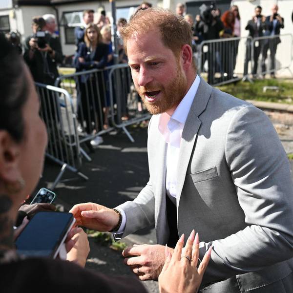 Prinz Harry spricht mit Royal-Fans.